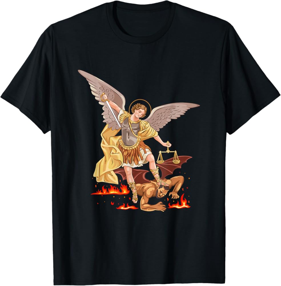 Amazon.com: Saint Michael The Archangel T-Shirt : Clothing, Shoes